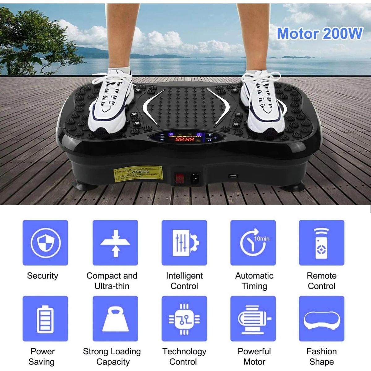 GENERICO - PLATAFORMA VIBRATORIA DE 120 VELOCIDADES, CON BLUETOOTH + CONTROL+ 2 LIGAS PARA EJERCICIOS