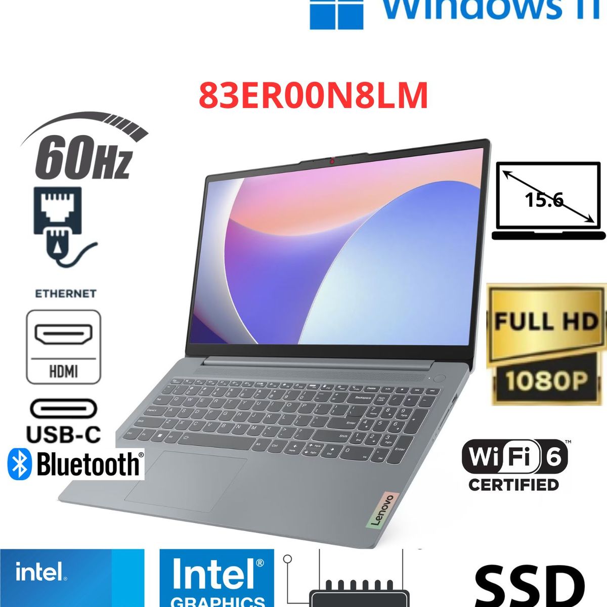 LENOVO - Lenovo IdeaPad Slim 3 15IAH8 15.6" FHD Gris ártico Core i5-12450H 16GB RAM 512GB SSD