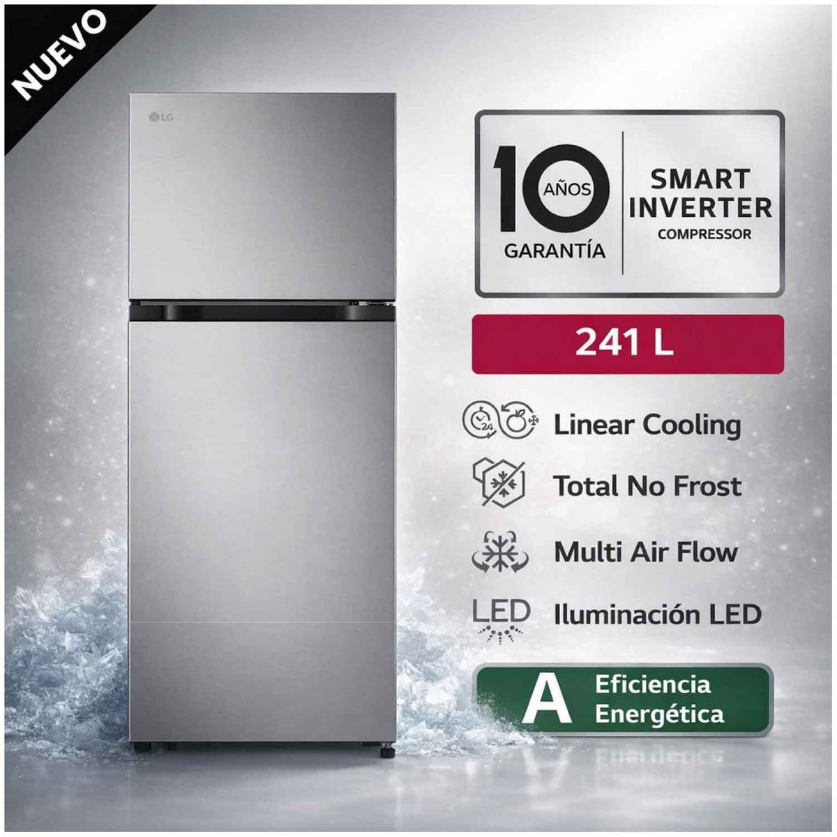 LG - Refrigeradora LG 241 Litros No Frost VT24BPY Plateado