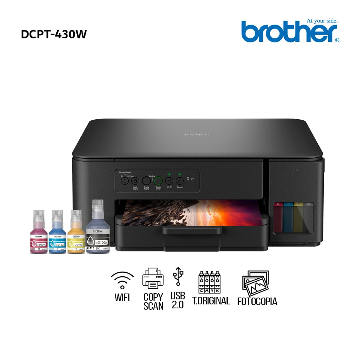 BROTHER - Impresora Multifuncional Brother DCP-T430W Inktank A Color