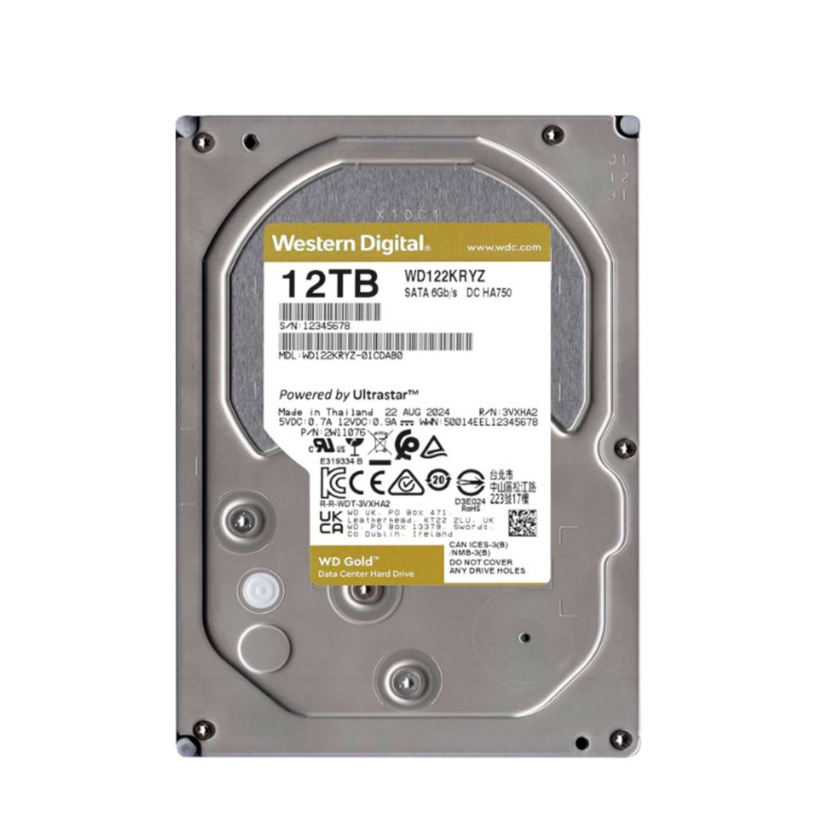 WESTERN DIGITAL - DISCO DURO WESTERN DIGITAL GOLD 12TB 3.5 7200 RPM SATA PN WD122KRYZ
