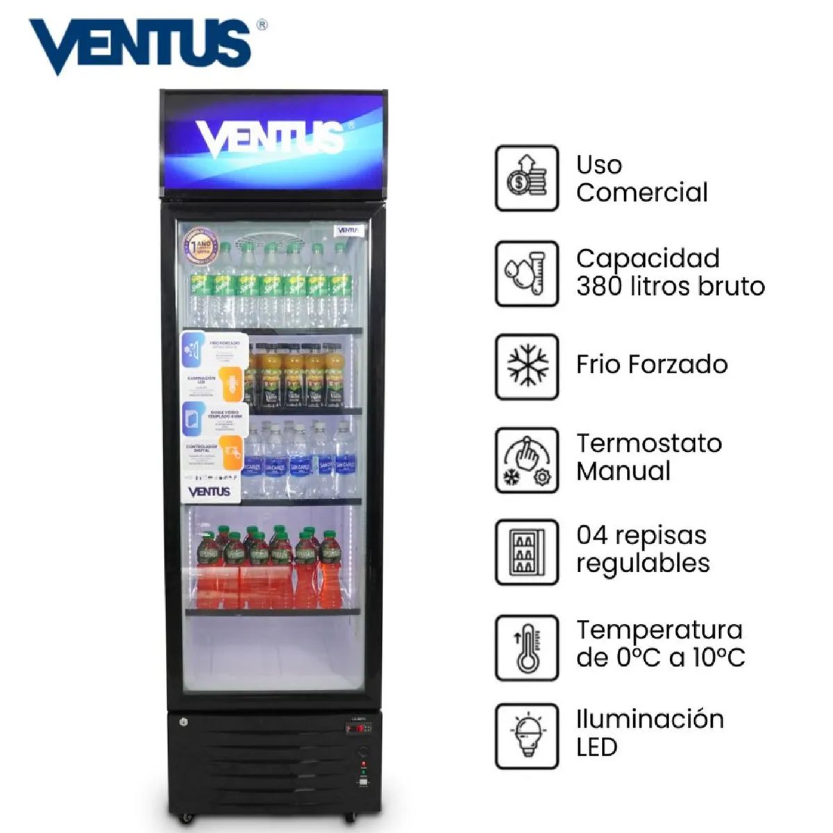 VENTUS - Visicooler Ventus LG-380TC 380 Litros con Turbo Cooling