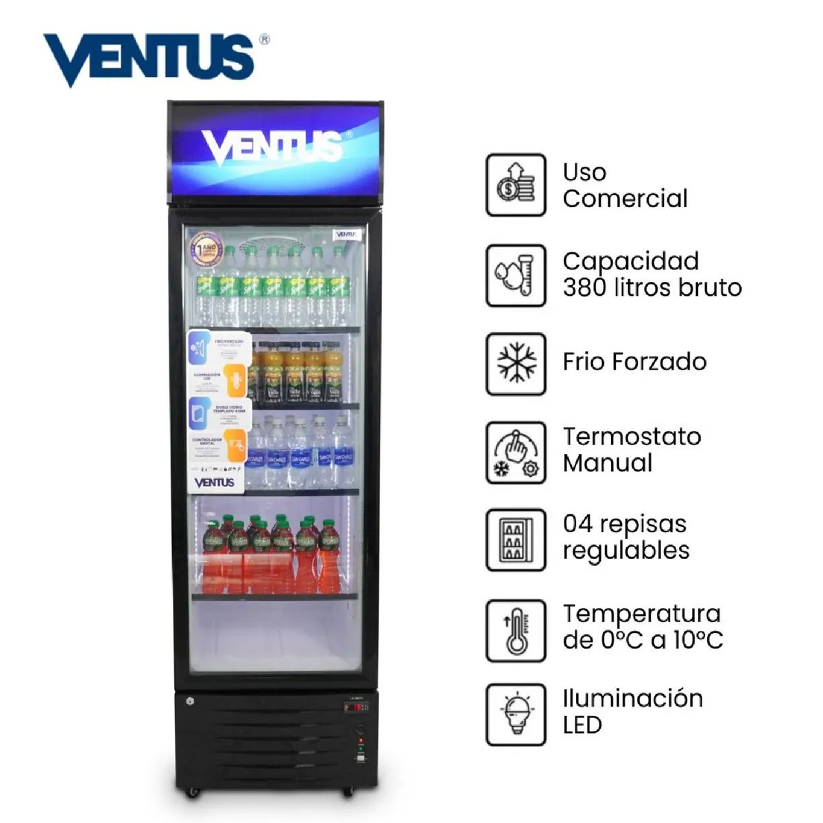 VENTUS - Visicooler Ventus LG-380TC 380 Litros con Turbo Cooling