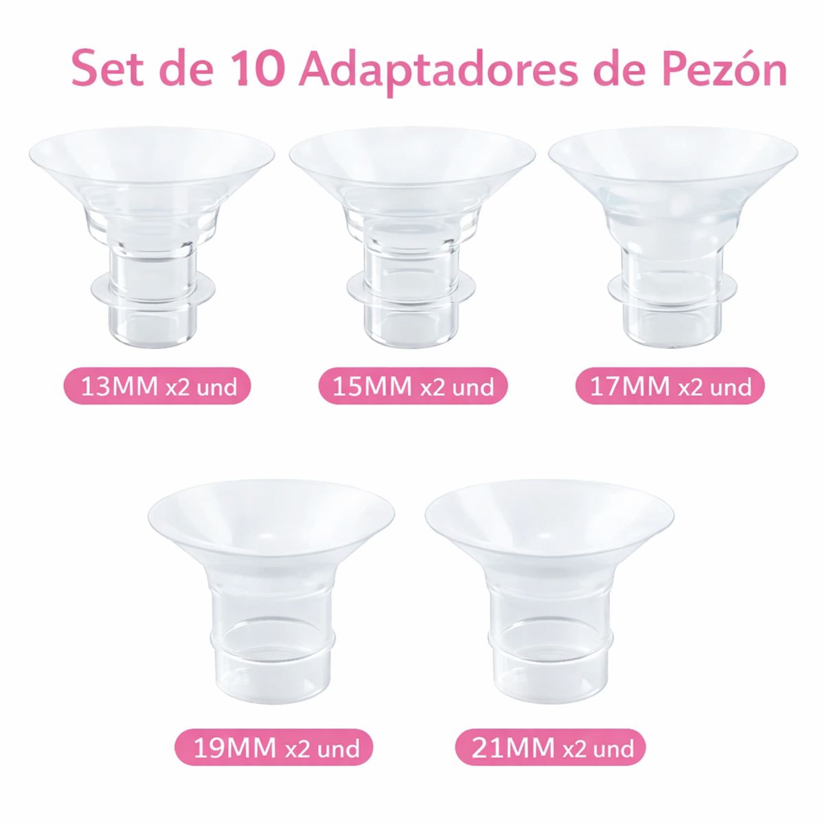 Baby - SET de 10 bridas o adaptadores de pezon para extractor de leche materna