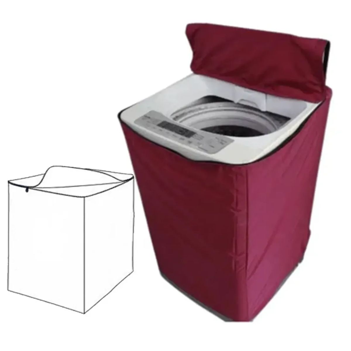 GENERICO - Funda para Lavadora Impermeable 10.5 - 15 Kg Guinda