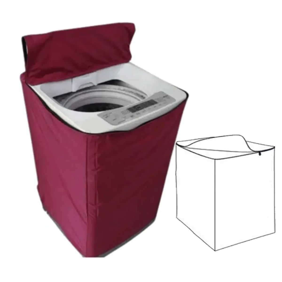 GENERICO - Funda para Lavadora Impermeable 10.5 - 15 Kg Guinda