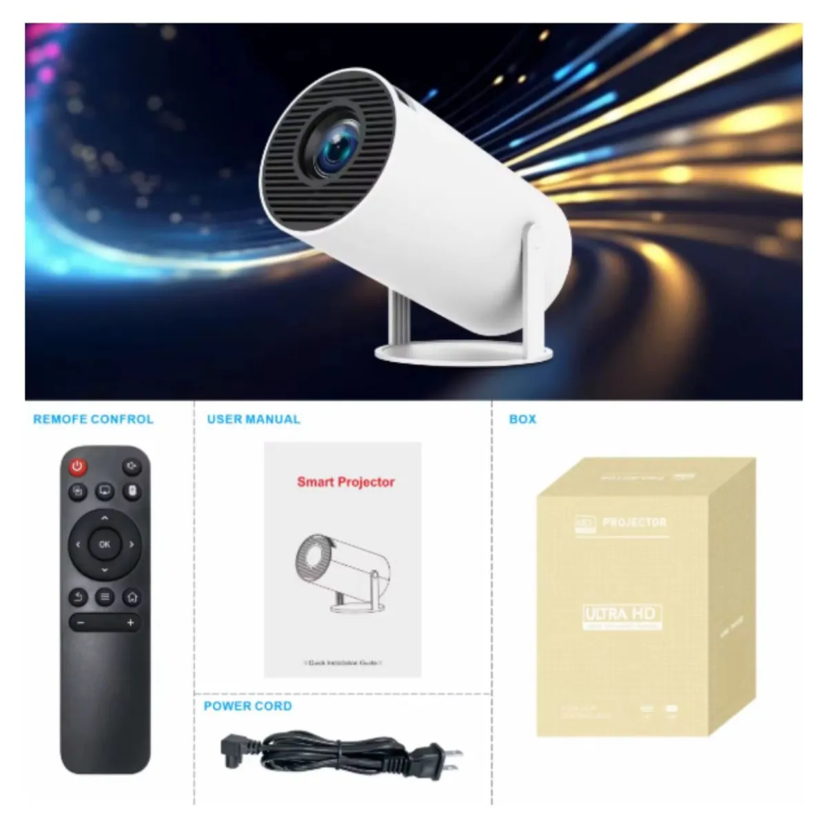 GENERICO - Mini Proyector Smart 4K 1080p Bluetooth Wifi