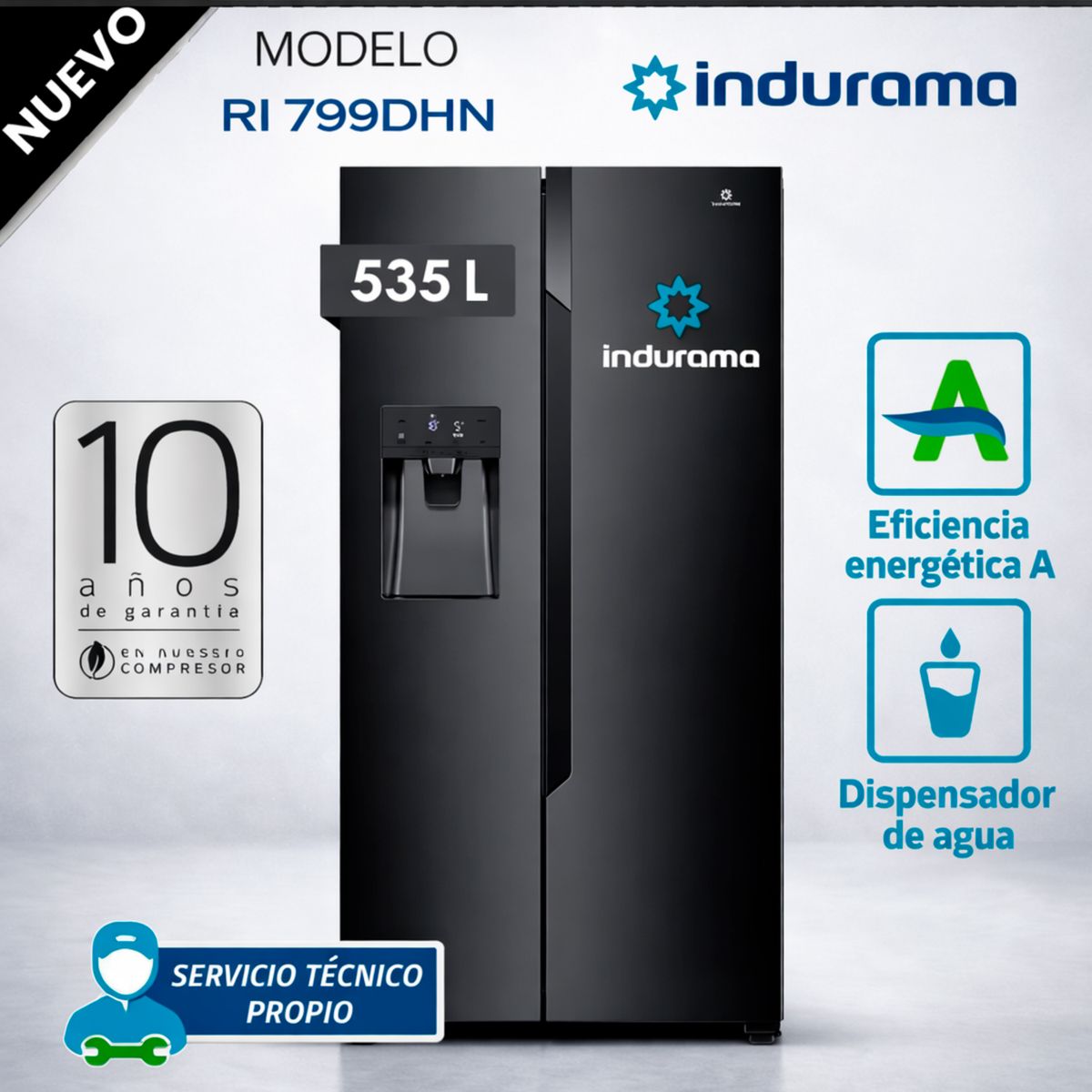 INDURAMA - Refrigerador Indurama Side by Side No Frost de 535L con Dispensador - RI-799DHN