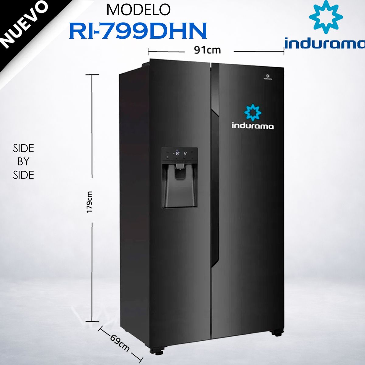 INDURAMA - Refrigerador Indurama Side by Side No Frost de 535L con Dispensador - RI-799DHN