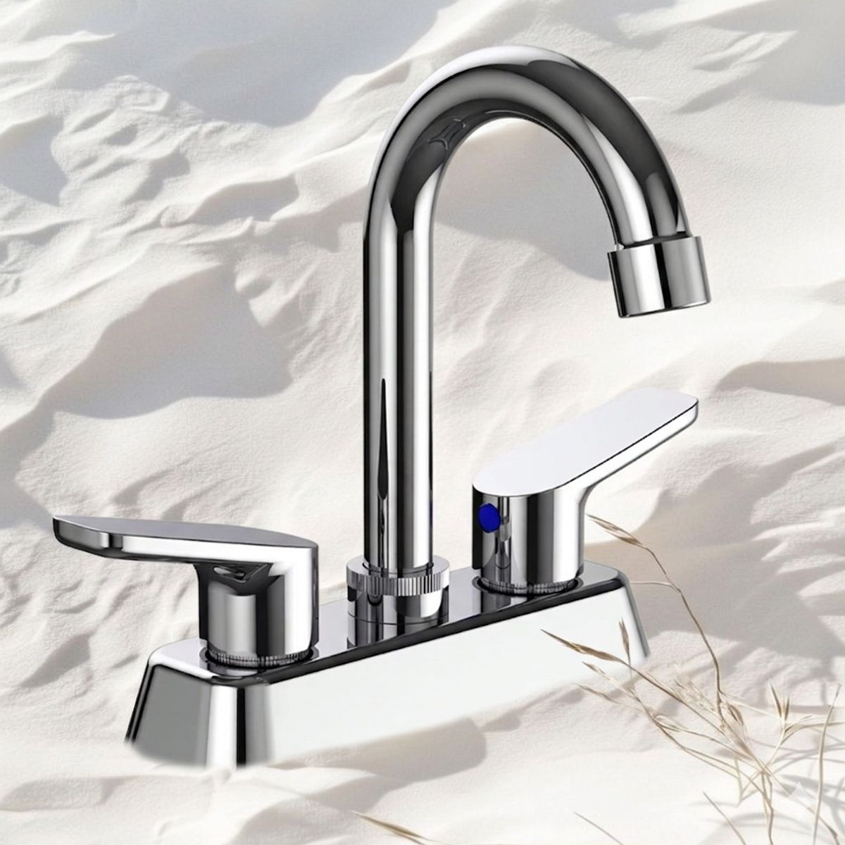 GALEZ - MEZCLADORA DE 4 PARA LAVATORIO BRONCE CROMADO