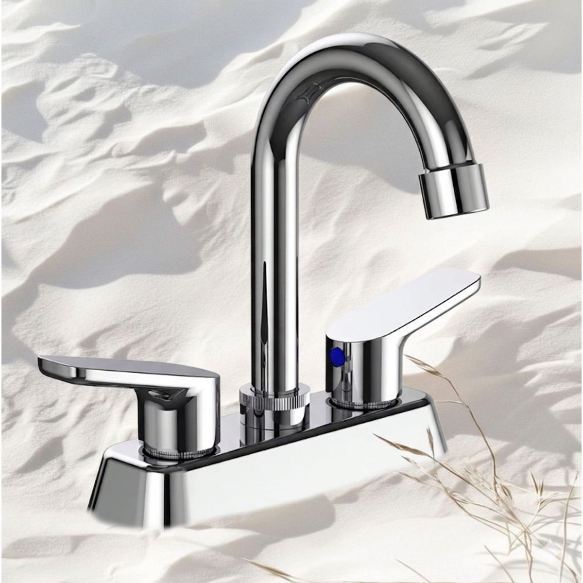 GALEZ - MEZCLADORA DE 4 PARA LAVATORIO BRONCE CROMADO