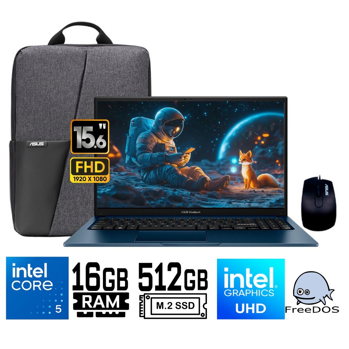 ASUS - Laptop  Asus VivoBook X1504VA-E84630 Intel Core i5 120U Ram 16Gb SSD 512Gb 15.6"FHD Táctil Free Dos