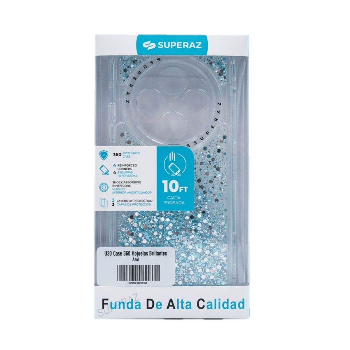 GENERICO - FUNDA SUPERAZ HOJUELAS BRILLANTES AZUL  PARA RM 14C