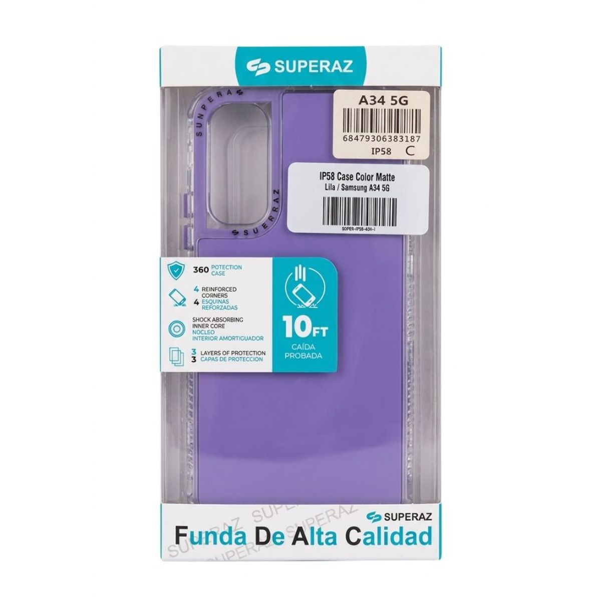 GENERICO - FUNDA SUPERAZ SHOCKPROOF COLOR LILA MATTE PARA  A34 5G