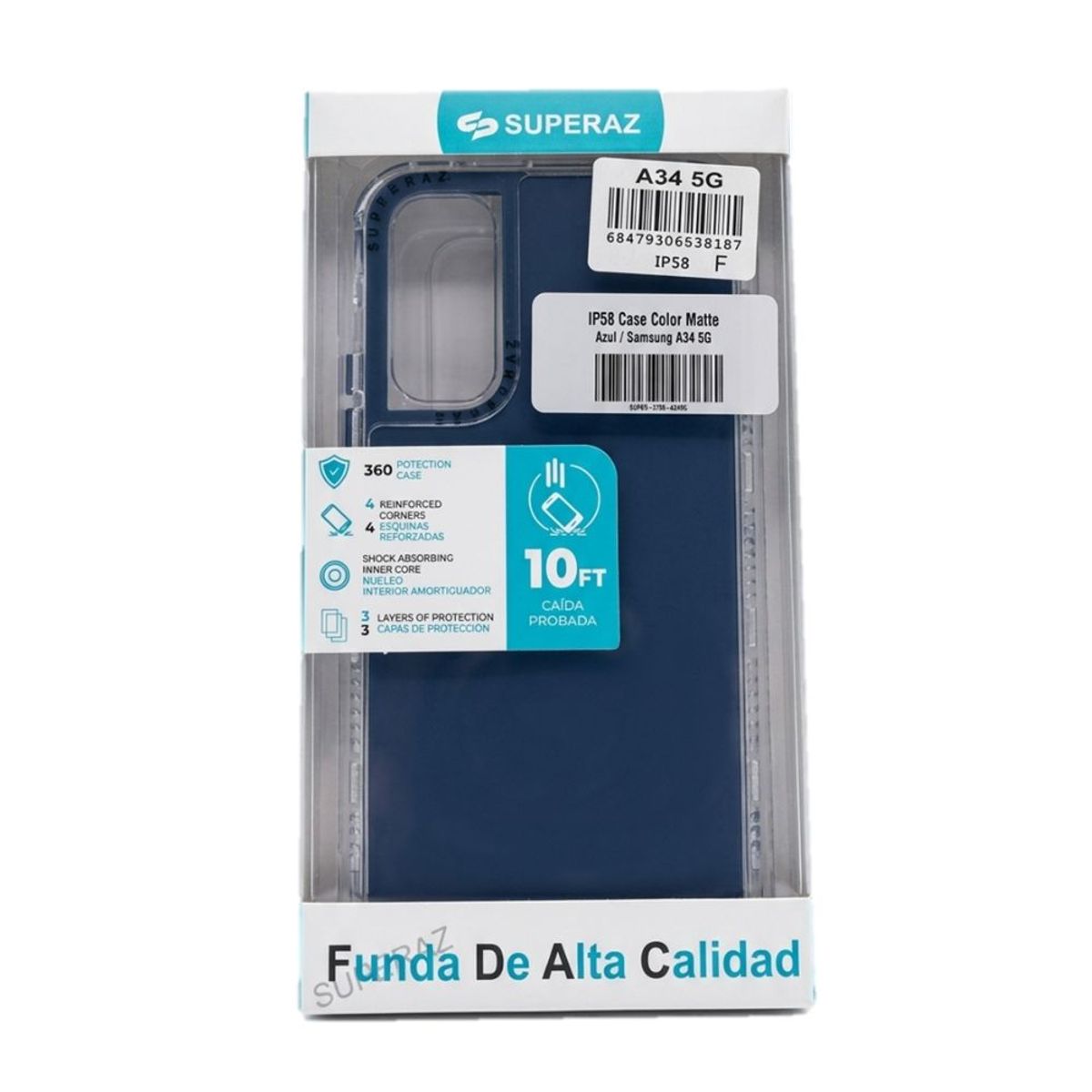 GENERICO - FUNDA SUPERAZ SHOCKPROOF COLOR AZUL MATTE PARA  A34 5G