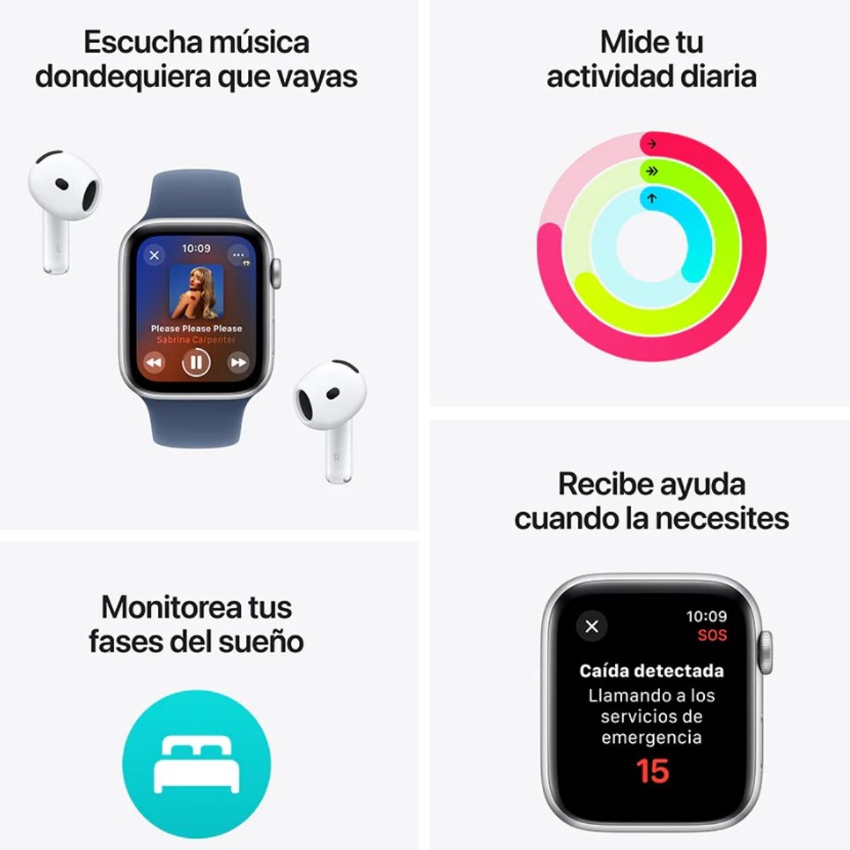 GENERICO - Smartwatch App le Watch SE 2TH Gps+LTE 40mm Aluminio Sport Band M-L, Crema