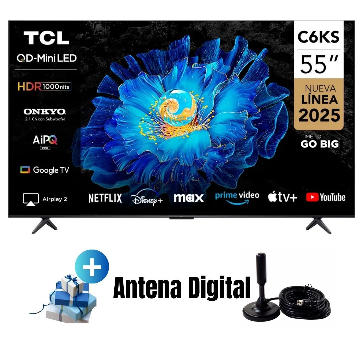TCL - Televisor 55'' Qd Miniled UHD 4K Google TV 55C6KS 2025 + ANT