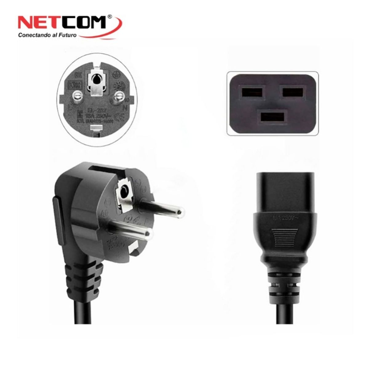 NETCOM - CABLE PODER SCHUKO A C19 DE 1.8 MTS - NETCOM