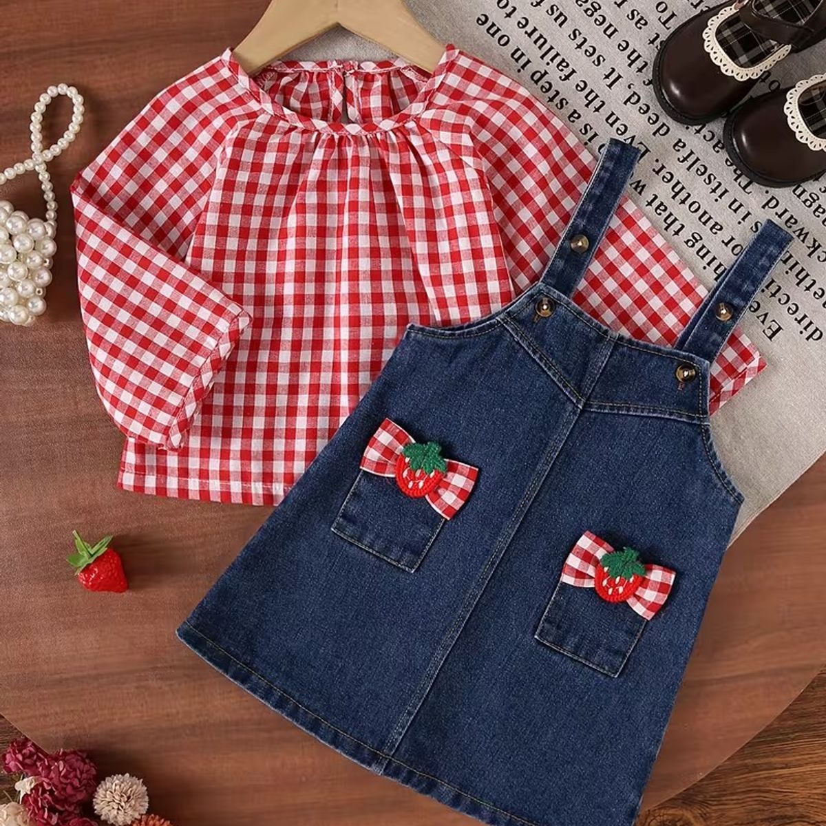 GENERICO - CONJUNTO PARA BEBE DE LA GRANJERA Y VACA LOLA  OVEROLL + BLUSA