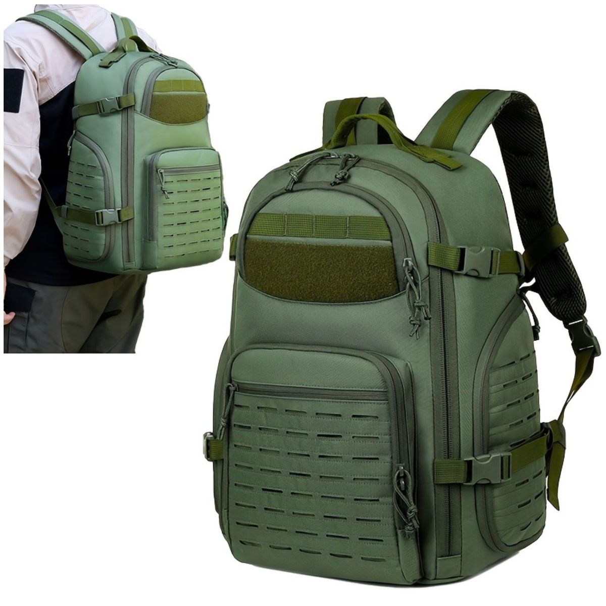 OEM - Mochila Militar Importada 50L Táctica para Camping Trekking y Viajes con Sistema MOLLE Láser