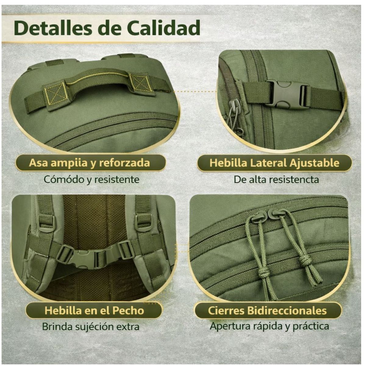 OEM - Mochila Militar Importada 50L Táctica para Camping Trekking y Viajes con Sistema MOLLE Láser
