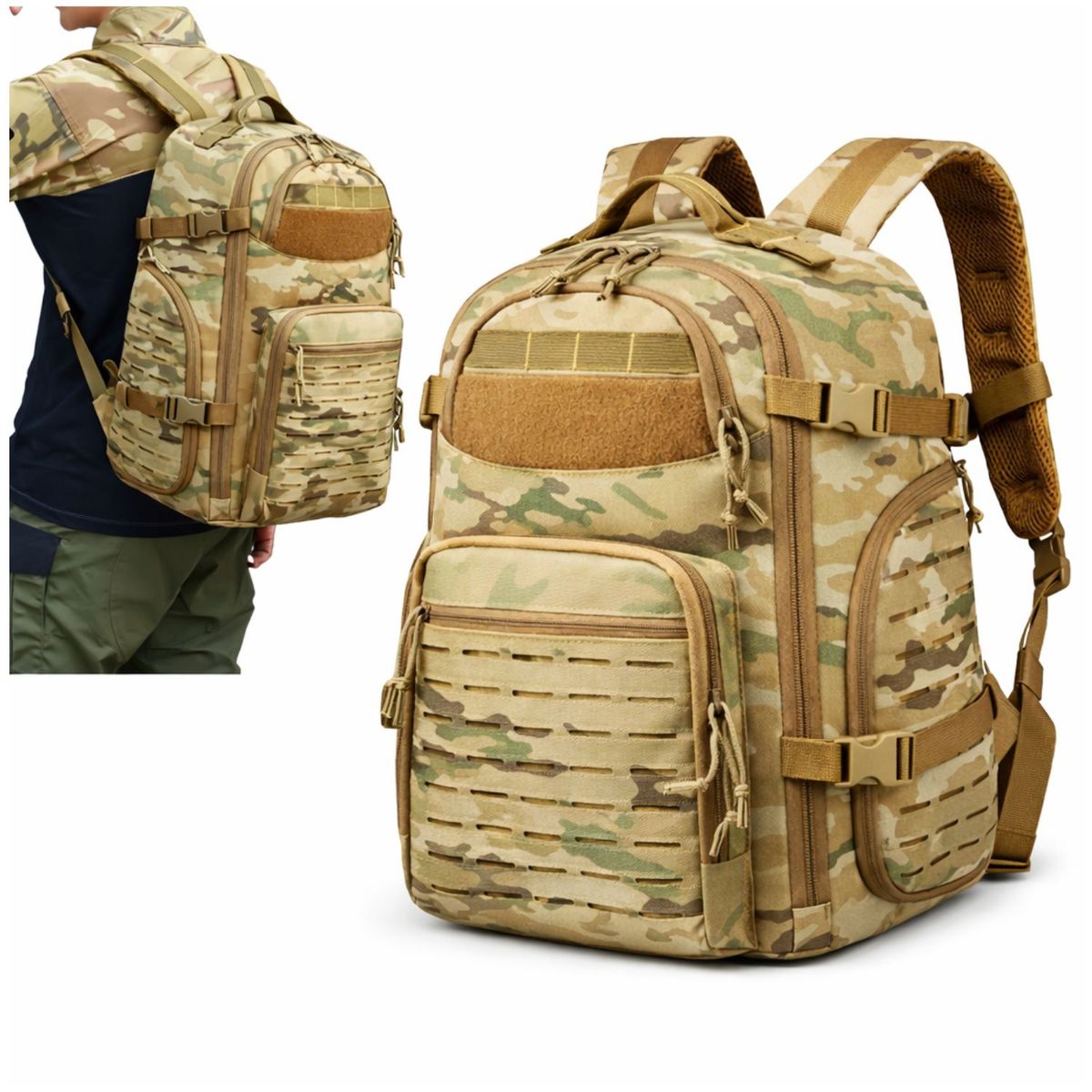 OEM - Mochila Militar Importada 50L Táctica para Camping Trekking y Viajes con Sistema MOLLE Láser