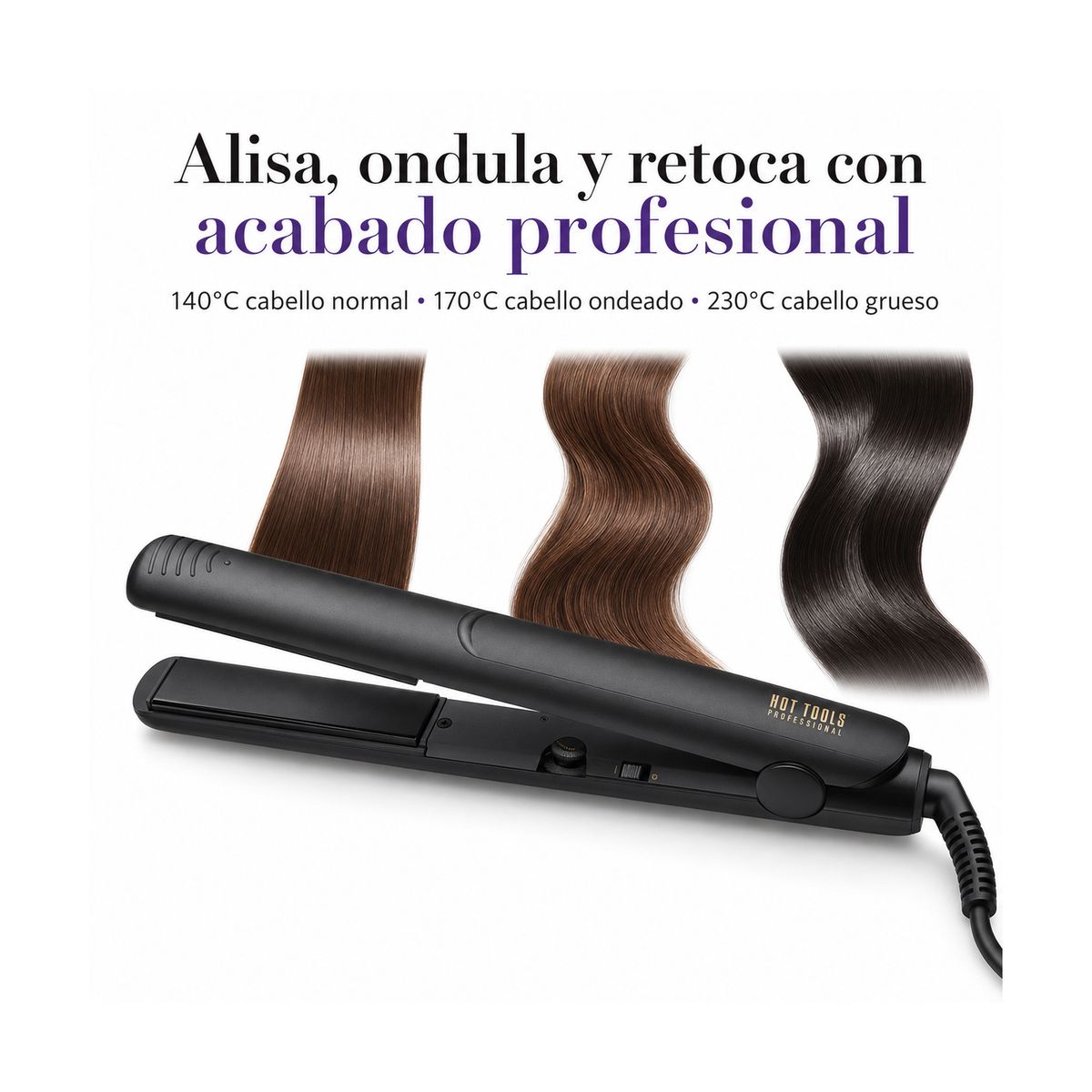 HOT TOOLS - Plancha Profesional Hot Tools 25 mm – Alisa, Ondula y Controla el Frizz