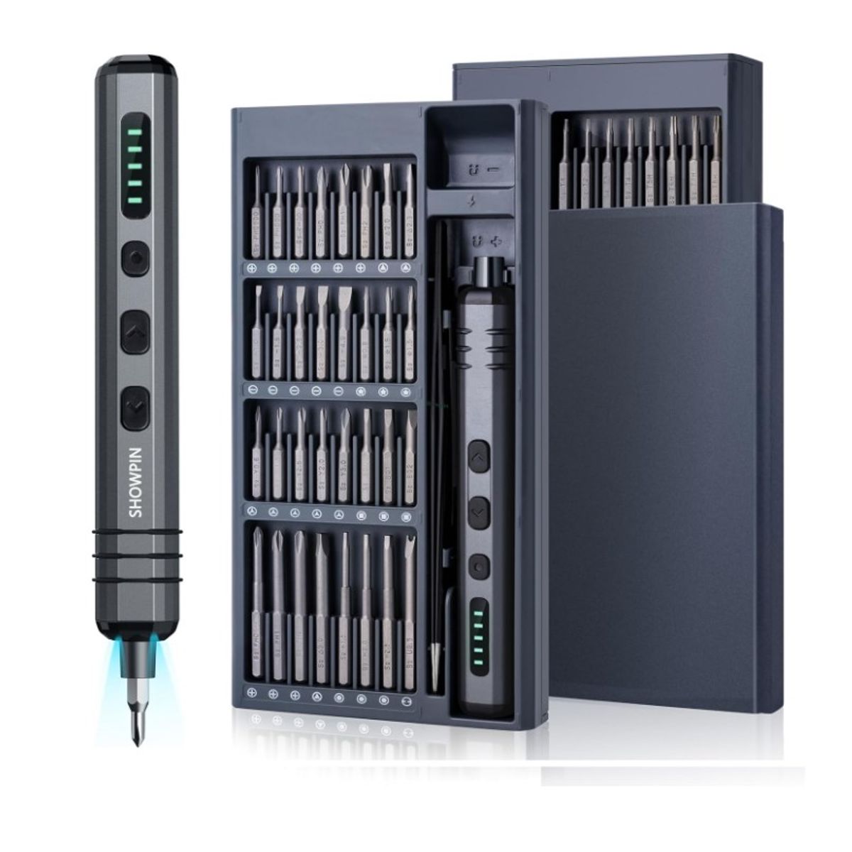 GENERICO - Recargable Destornillador Eléctrico de Precisión 68 en 1, Torque Ajustable, Recargable