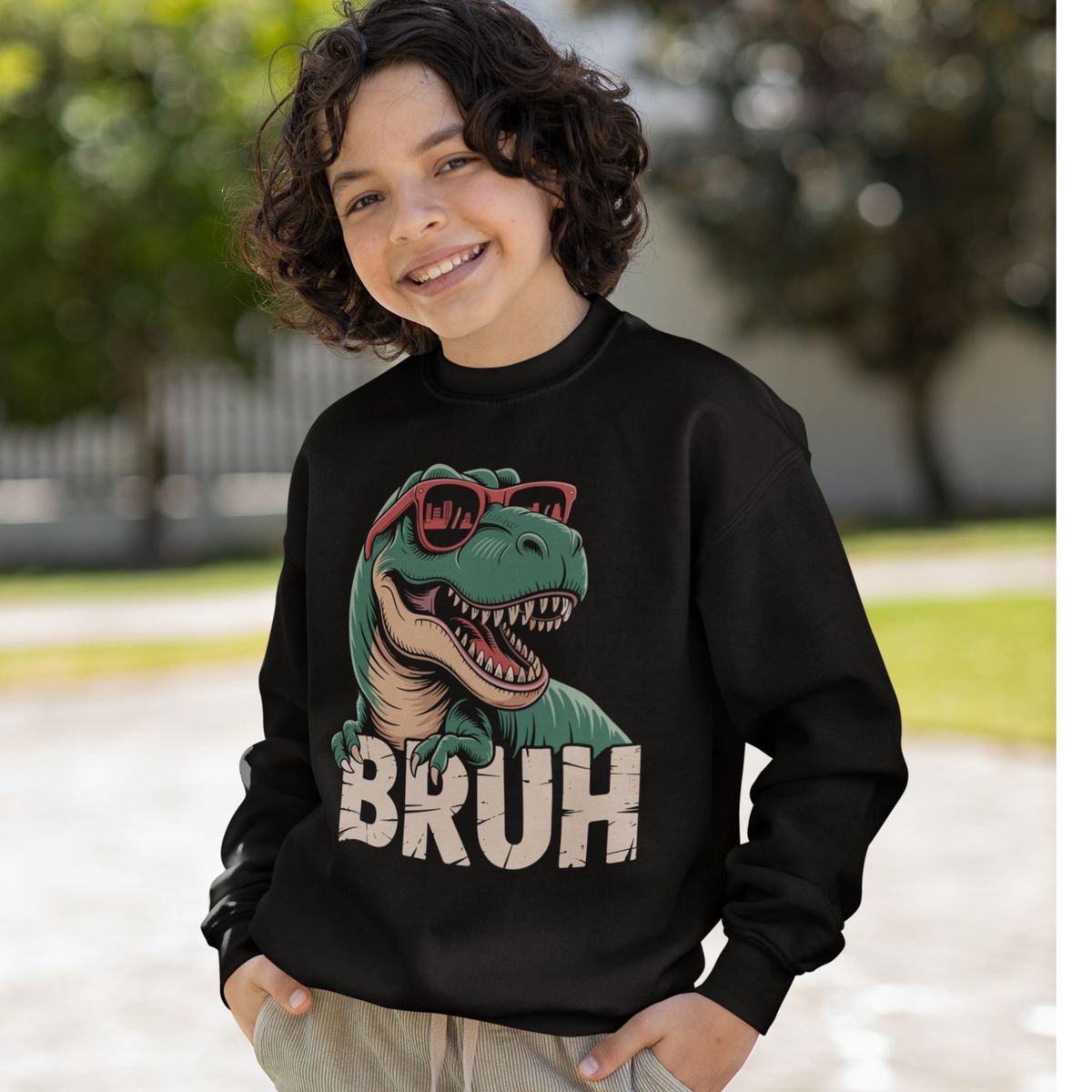 GENERICO - poleras niño franelado negro dinosaurio Bruh