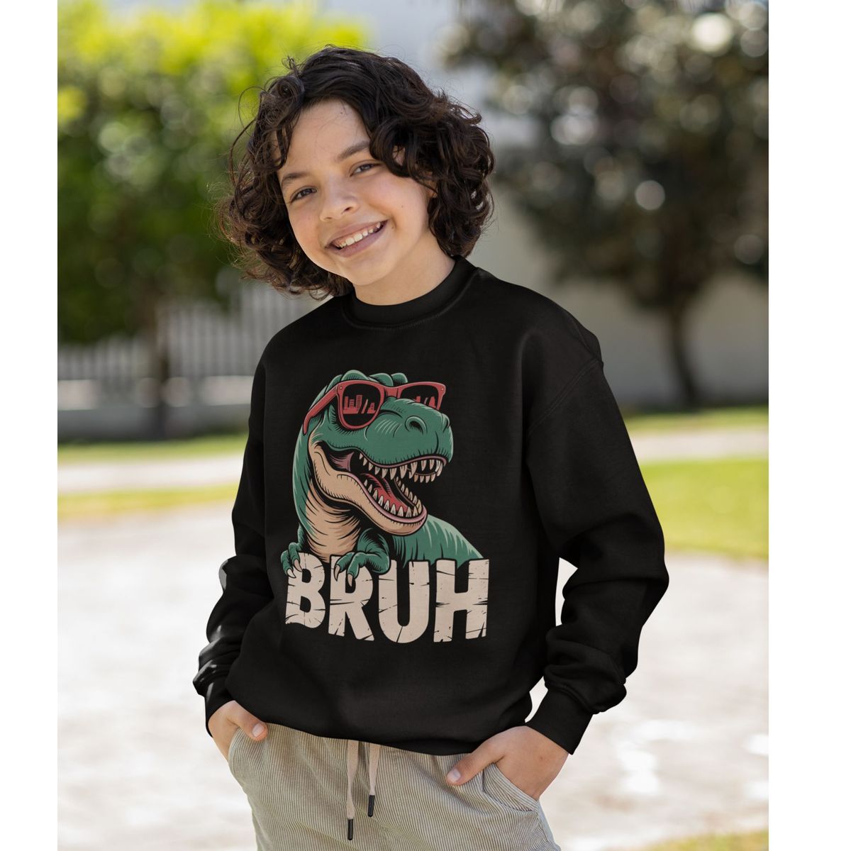 GENERICO - poleras niño franelado negro dinosaurio Bruh