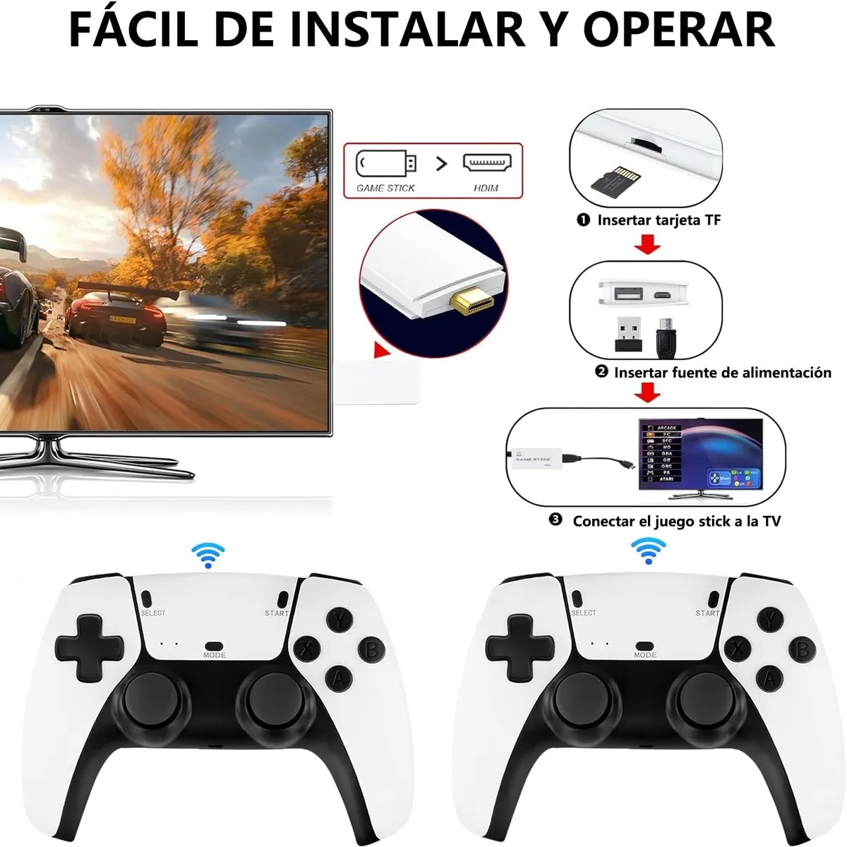 Consola Arcade Retro Inalámbrica 4K – 20.000 Juegos Integrados, Doble Mando 2,4 GHz, HDMI Para TV, 64/128 GB Almacenamiento