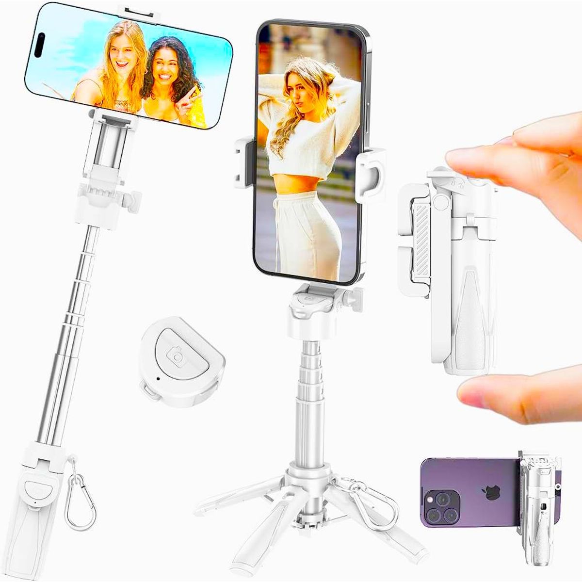 Trípode Magnetico Clip Soporte para Celular Selfie Bluetooth Blanco P15 Mini, marca SEISA - Foto Principal