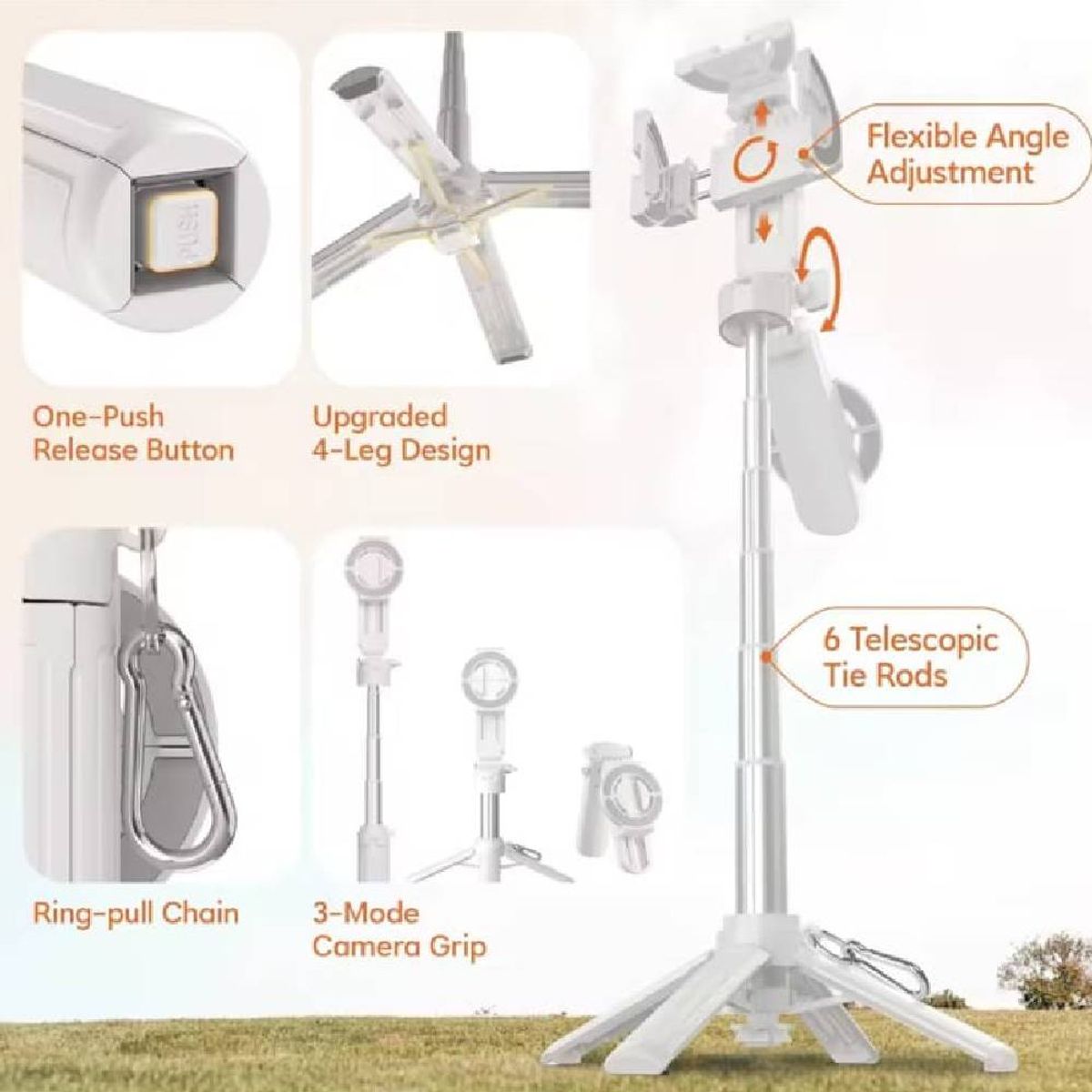 Trípode Magnetico Clip Soporte para Celular Selfie Bluetooth Blanco P15 Mini, marca SEISA - Foto 2