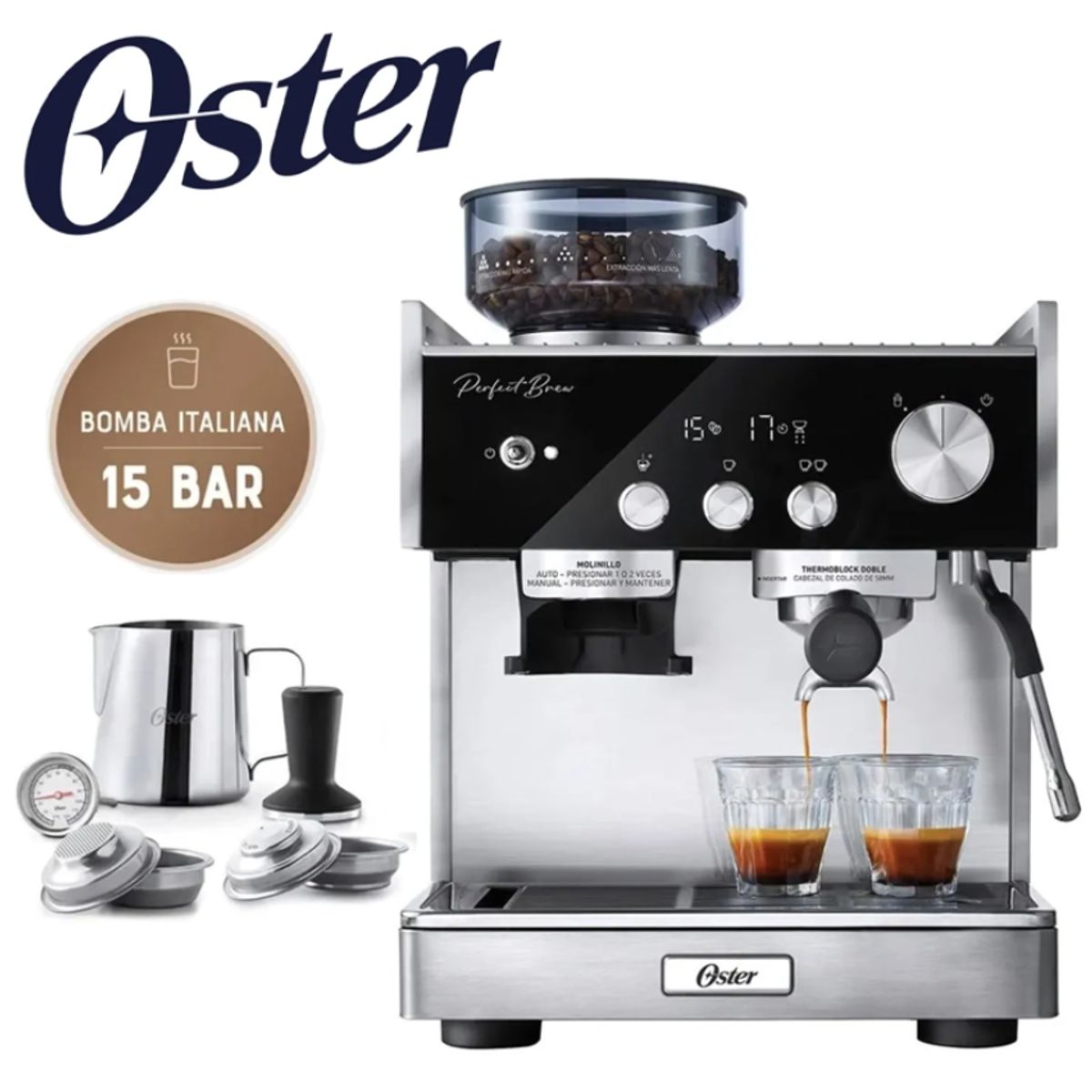 OSTER - Cafetera Oster Perfect Brew BVSTEM7400 Espresso Profesional