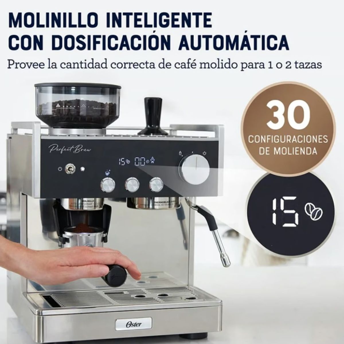OSTER - Cafetera Oster Perfect Brew BVSTEM7400 Espresso Profesional