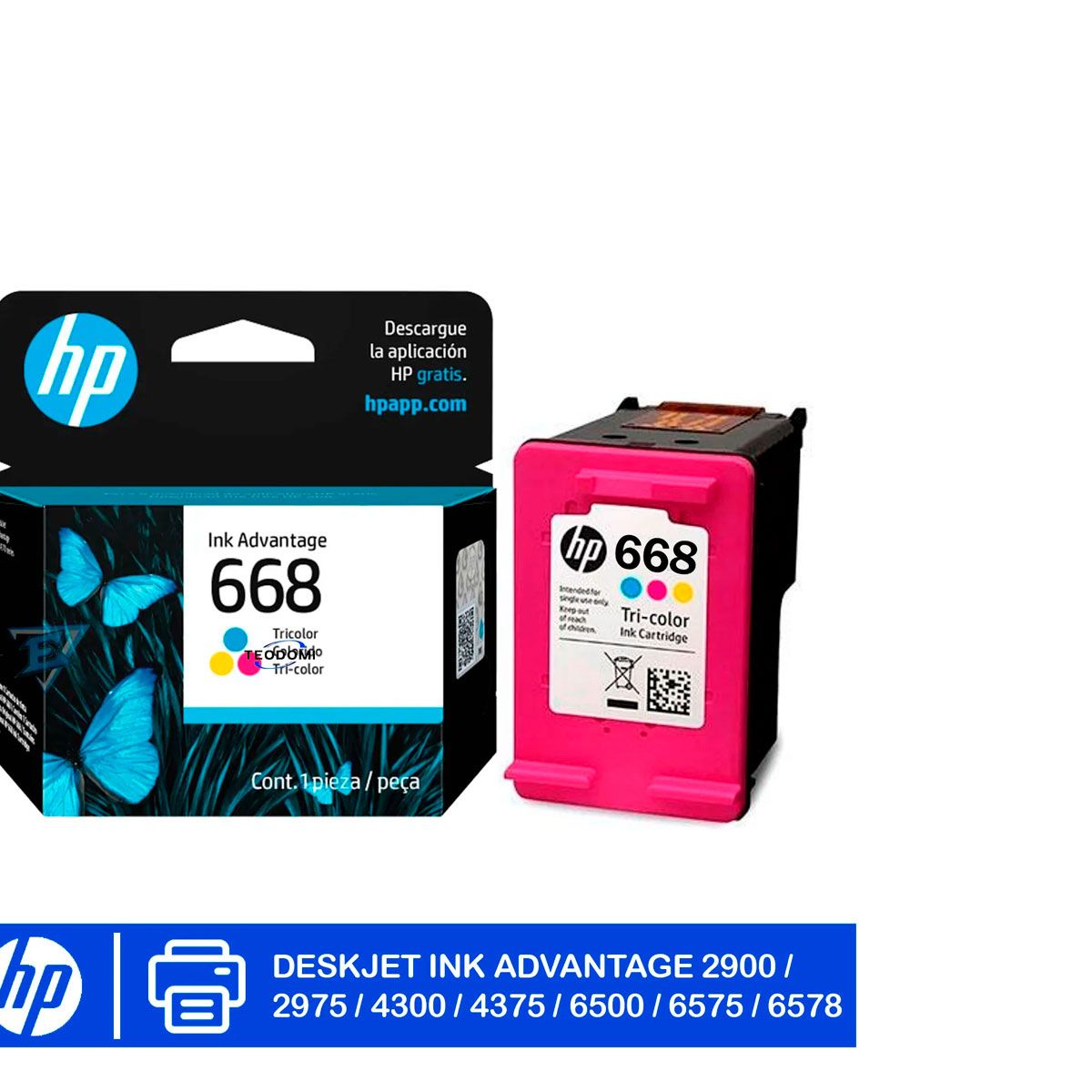 HP - Cartucho de Tinta HP 668 Tricolor Original (7FP36VL) – Para HP DeskJet Ink Advantage