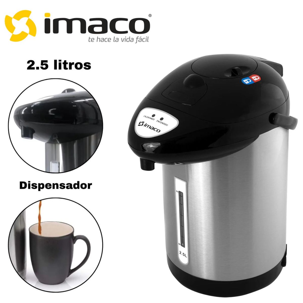 IMACO - Termo dispensador Imaco TP2575SS 2.5 litros Cuerpo de Acero Inoxidable