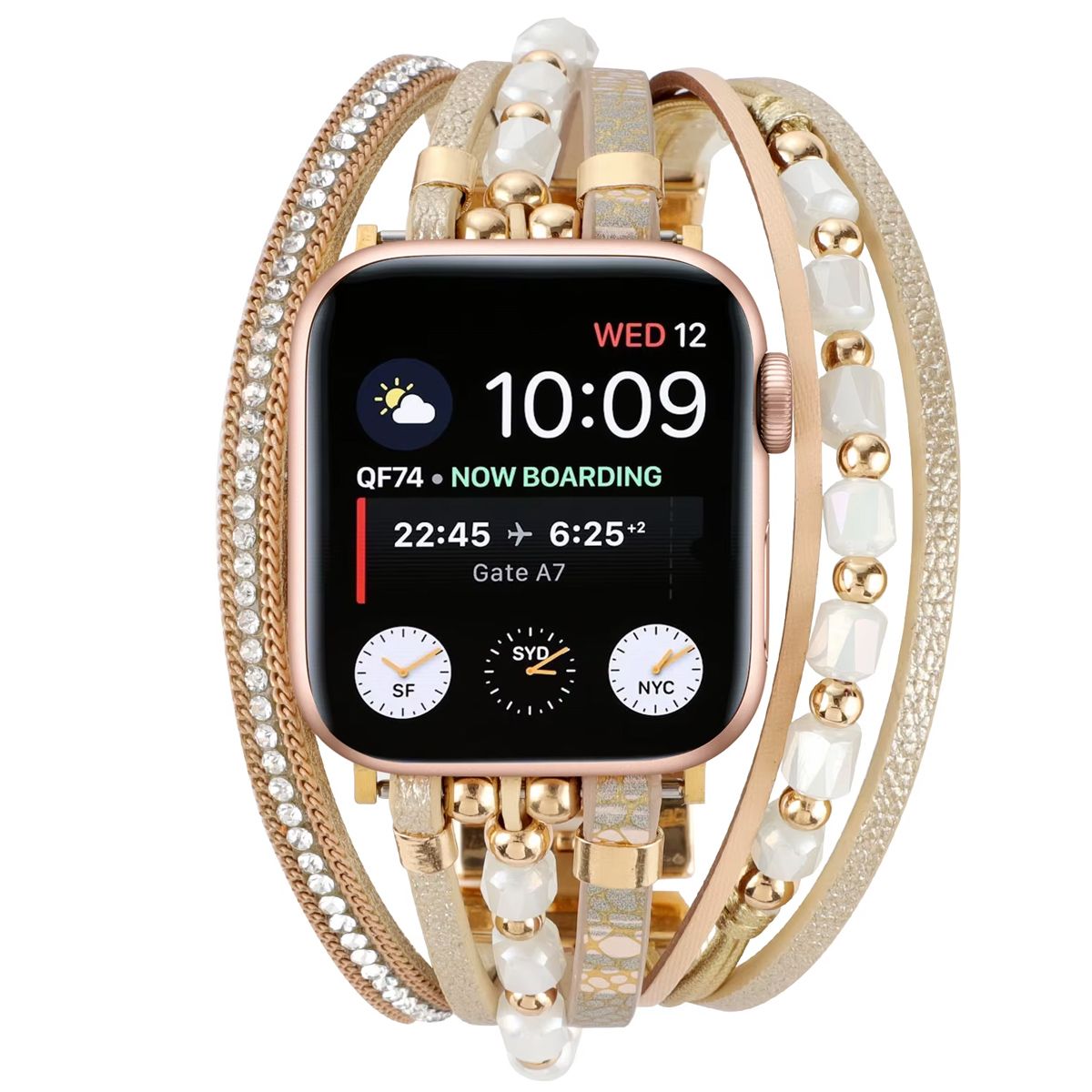 GENERICO - Correa Bohemia para Apple Watch 42mm S1-3-44-45-49mm - Dorado