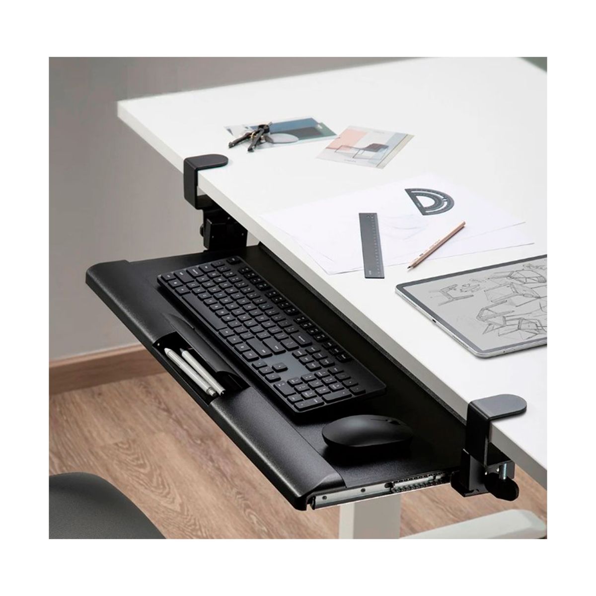 GENERAL - BANDEJA DESLIZANTE CON ABRAZADERA DEBAJO DEL ESCRITORIO 5KG PN KBT08