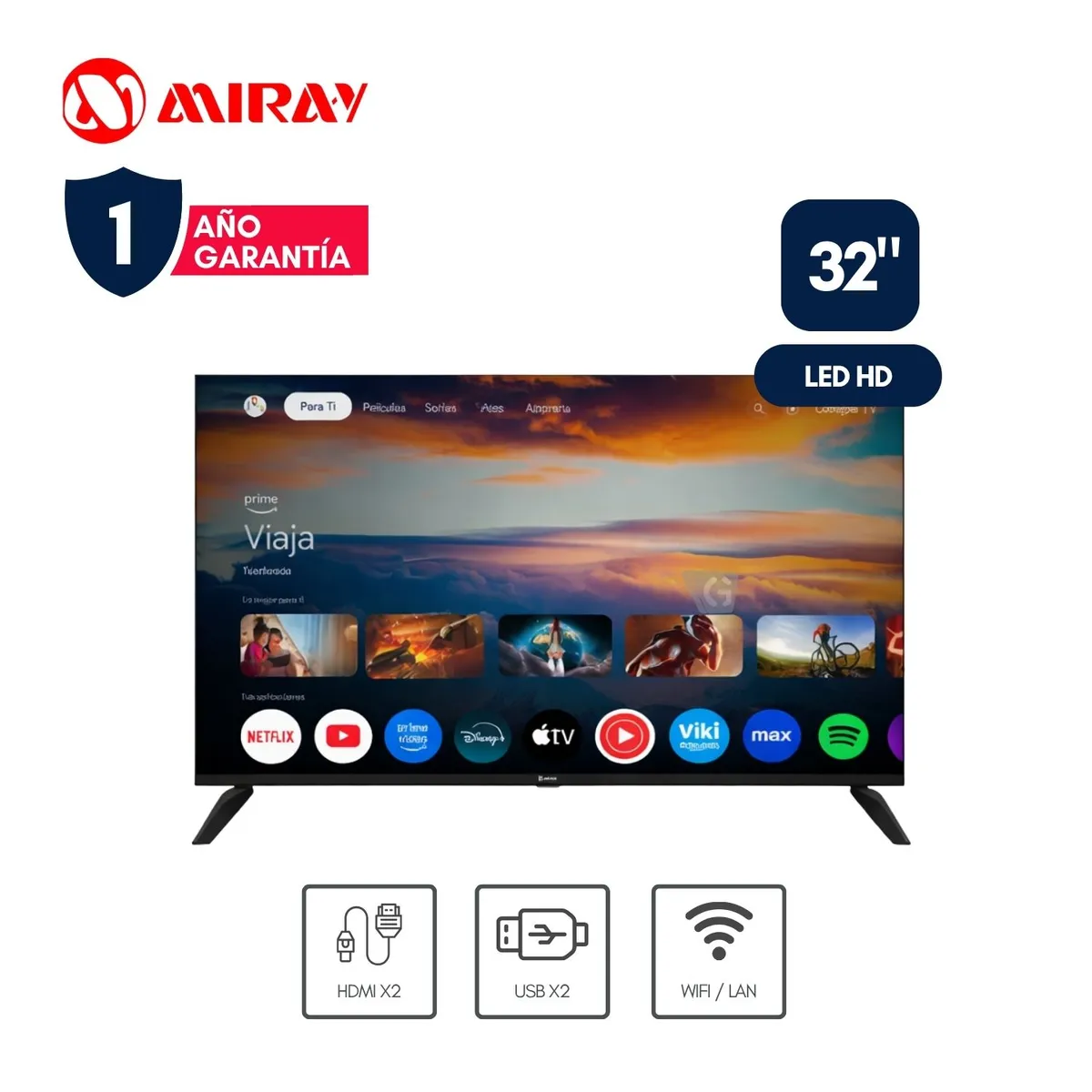 MIRAY - Televisor Miray Google TV LED HD 32 MS32-E2000GBT