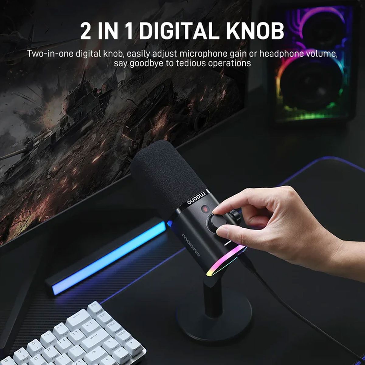 MAONO - Microfono Gamer Maono PD100X Dinamico RGB USBXLR Black