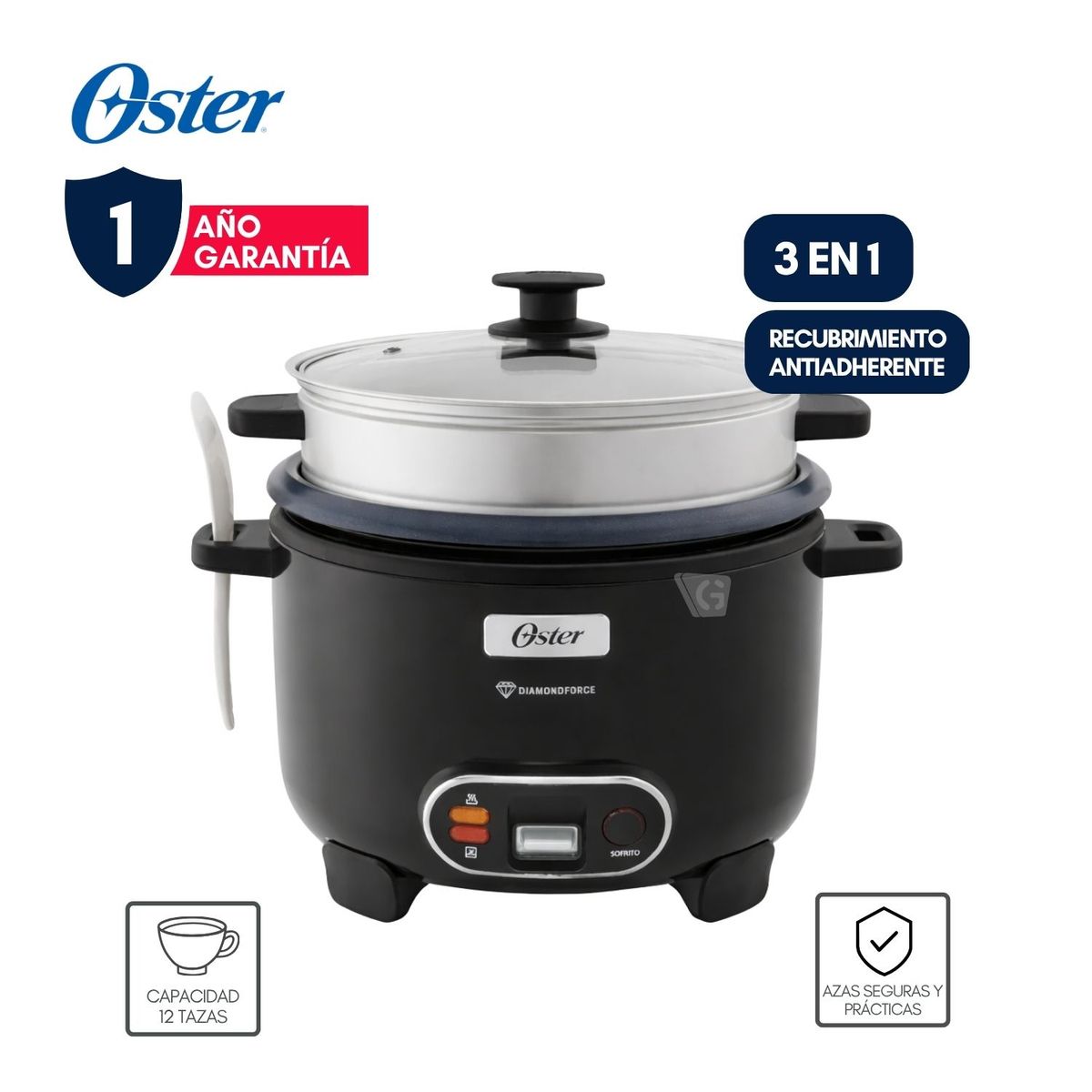 OSTER - Olla arrocera Oster 3 en 1 DiamondForce 2.2 L – CKSTRC12DFBLK