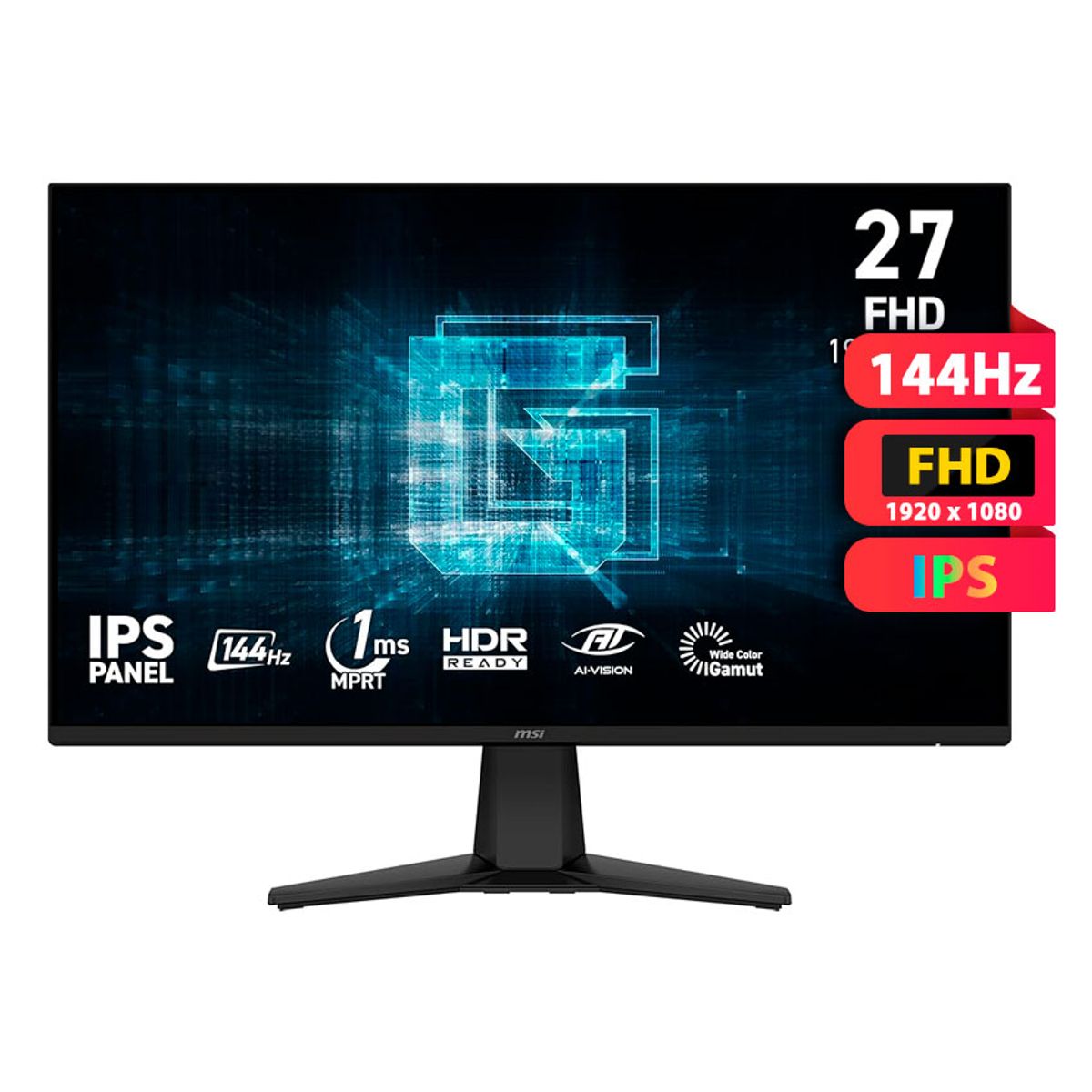 MSI - Monitor Plano Gaming MSI G275L E14, 27" FHD IPS, 144 Hz
