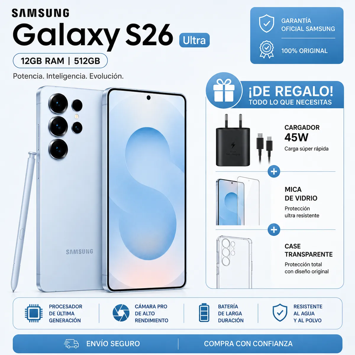 SAMSUNG - SAMSUNG S26 ULTRA 512GB - SKY BLUE + PACK ACCESORIOS 