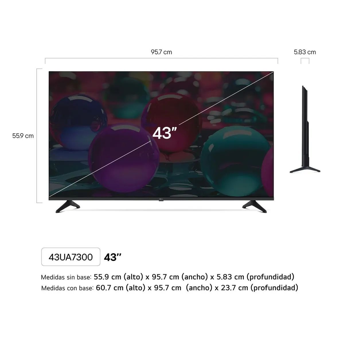 LG - Televisor Smart UHD 4K 43'' LG ThinQ AI 43UA7300 2025 + Rack Fijo + Ant