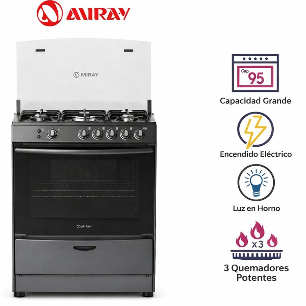 Cocina a Gas Miray AZALEA PLUS GLP 5 Hornillas, marca MIRAY - Foto Principal