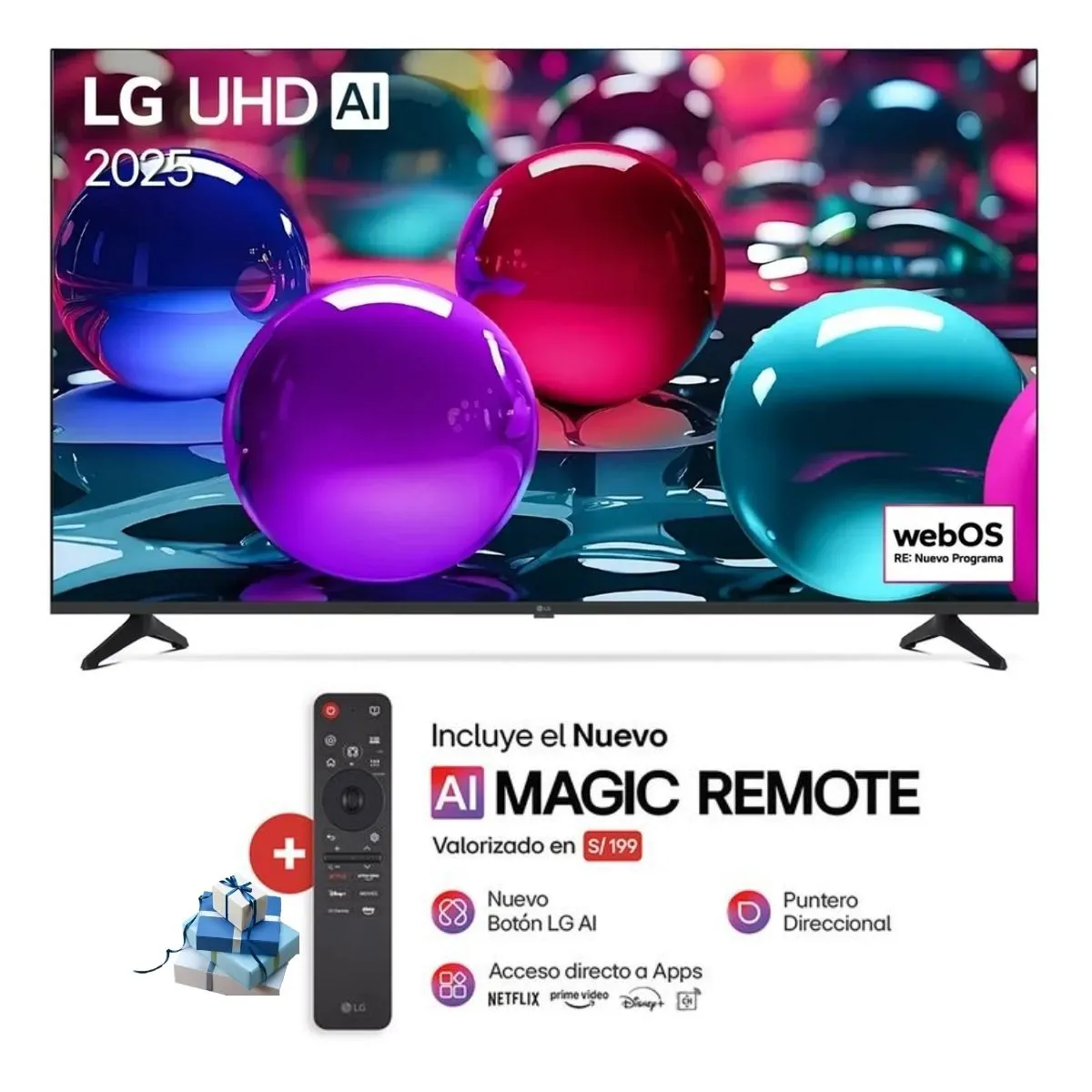 LG - Televisor Smart UHD 43 pulgadas LG AI 4K 43UA7300 2025 + Magic Remote