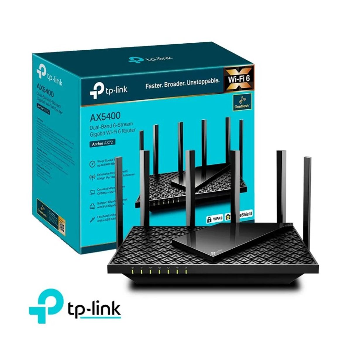 TP LINK - P-Link Archer AX72 Wi-Fi 6 Router Dual Band AX5400