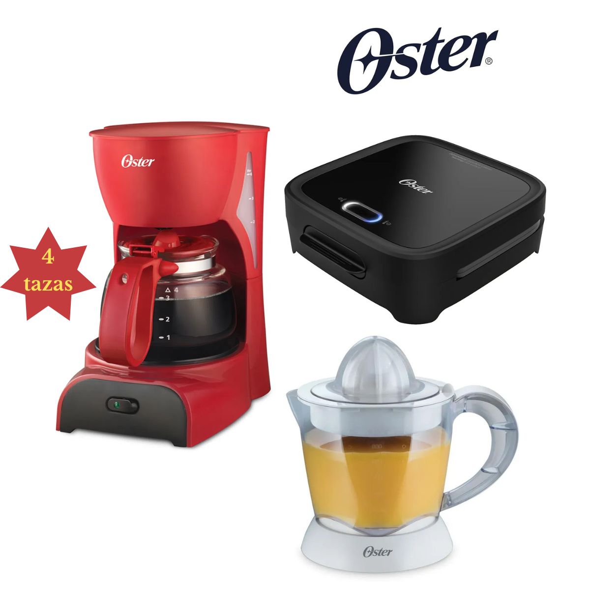 OSTER - COMBO OSTER CAFETERA+SANDWICHERA+EXPRIMIDOR DE CITRICO