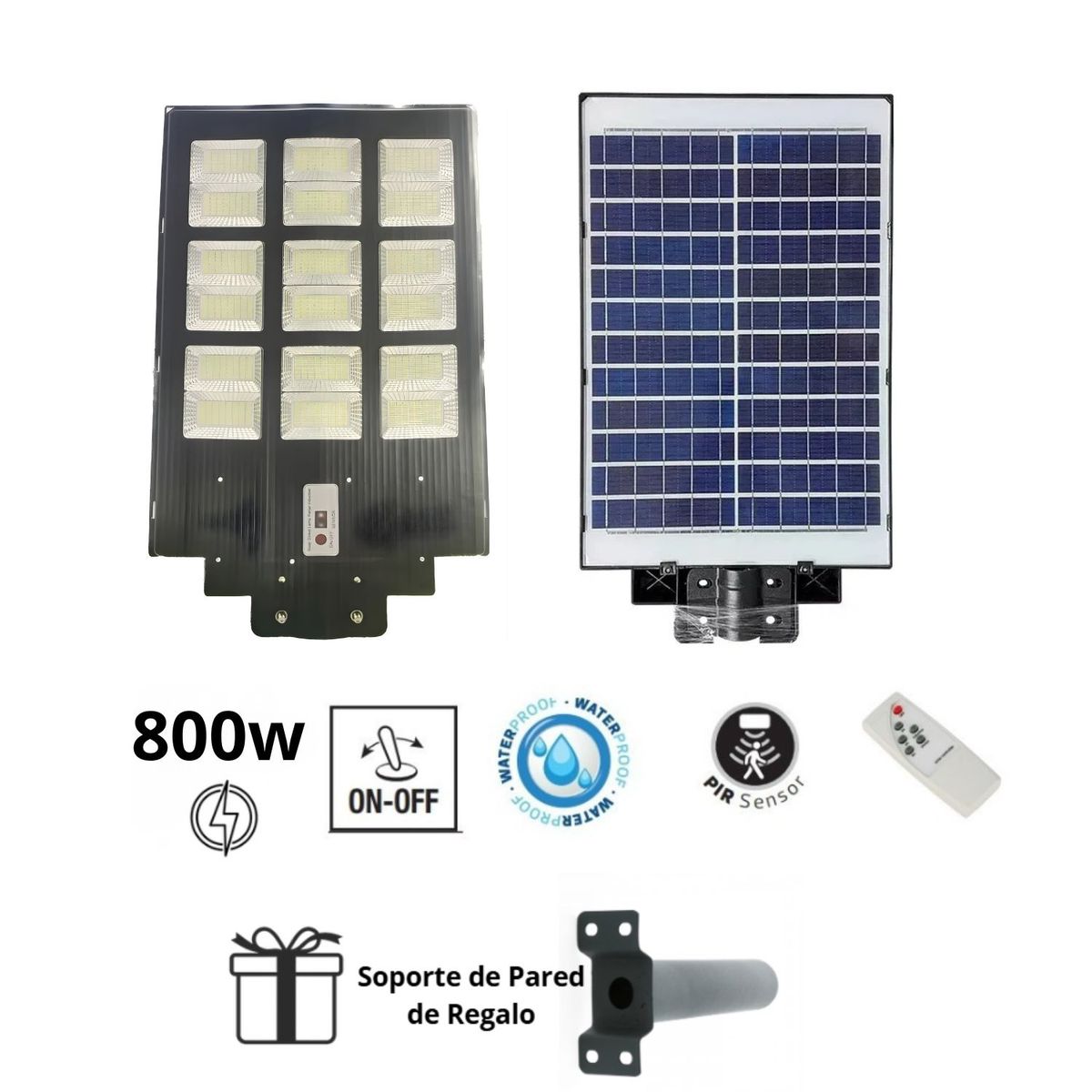 Reflector LED con Panel Solar de 800W Sensor de Movimiento y Control Remoto, marca OEM - Foto Principal